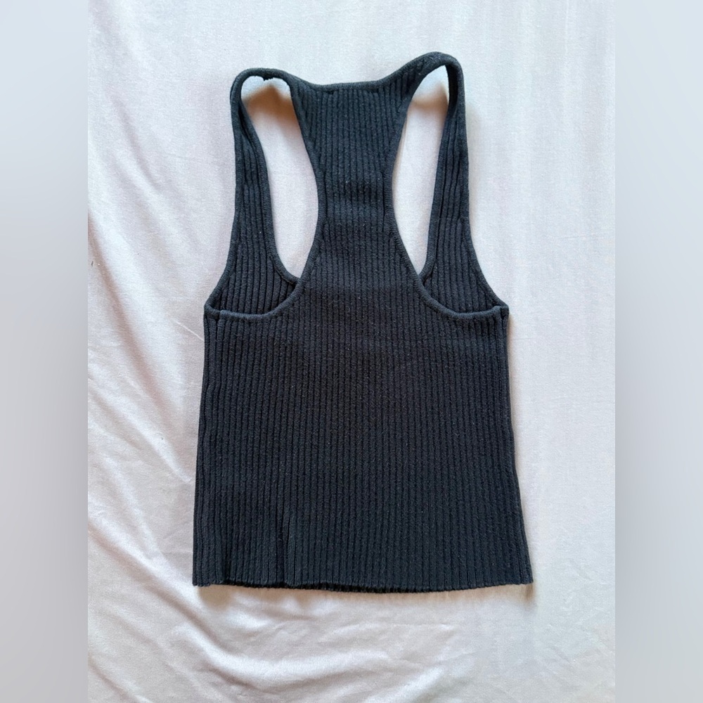 Free People Black Ribbed Racerback Tank Top - Picture 2 of 4